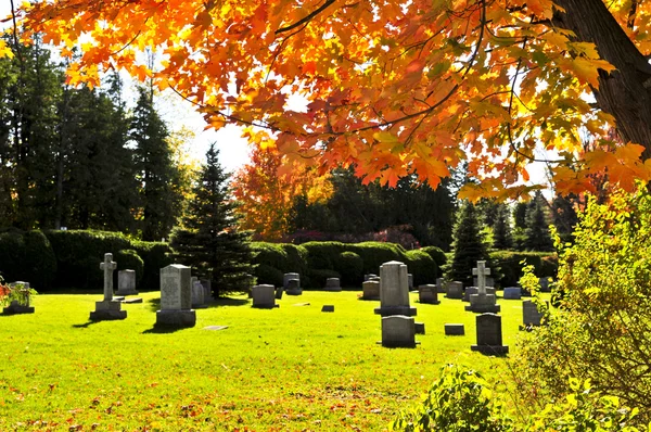 Cemitério com lápides — Fotografia de Stock