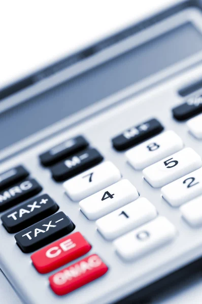 Closeup Tax Calculator Keypad Red Black White Buttons — Stock Photo, Image