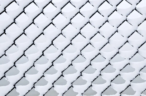 Pattern Chain Link Fence Fresh Snow — Stock Photo, Image