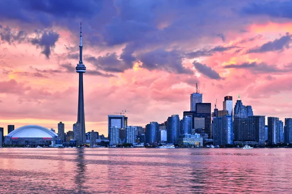 Schilderachtig Uitzicht Skyline Van Waterkant Van Toronto Stad Bij Zonsondergang — Stockfoto