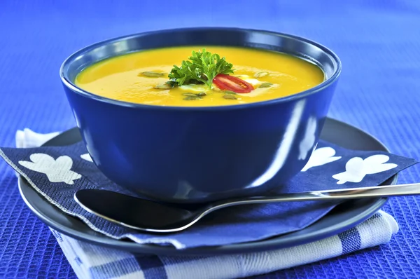 Labu Atau Sup Labu Dalam Mangkuk — Stok Foto