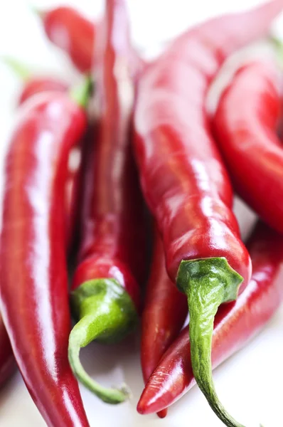 Bunch Red Hot Chili Peppers White Background Close — Stock Photo, Image