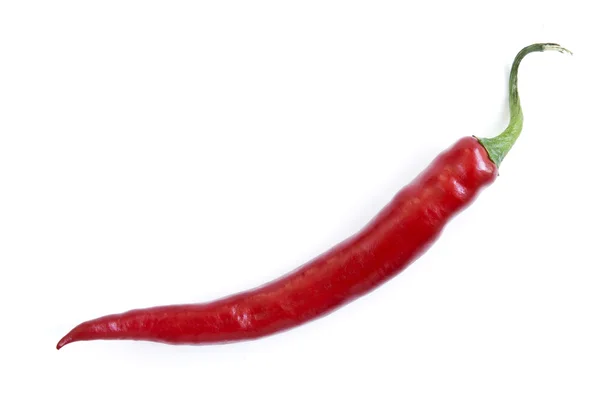 Κόκκινο Καυτερό Πιπέρι Τσίλι Απομονώνονται Λευκό Φόντο — Φωτογραφία Αρχείου