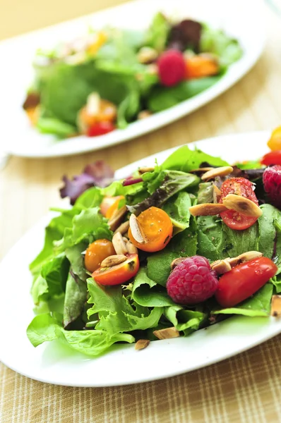 Gesunder Grüner Salat Mit Beeren Und Kirschtomaten — Stockfoto