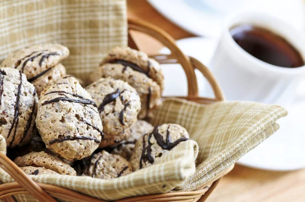 Pliki Cookie Świeże Kanapki Kosz Ekspres Kawy — Zdjęcie stockowe