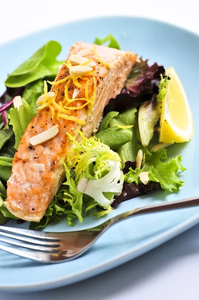 Salad with grilled salmon — Stock Photo, Image