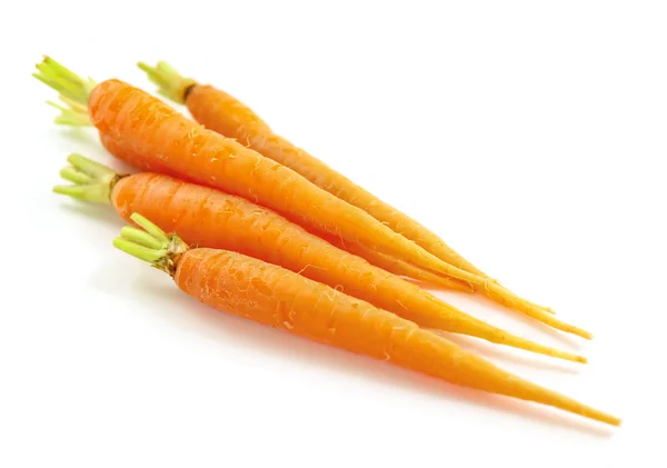 Varias Zanahorias Frescas Aisladas Sobre Fondo Blanco —  Fotos de Stock