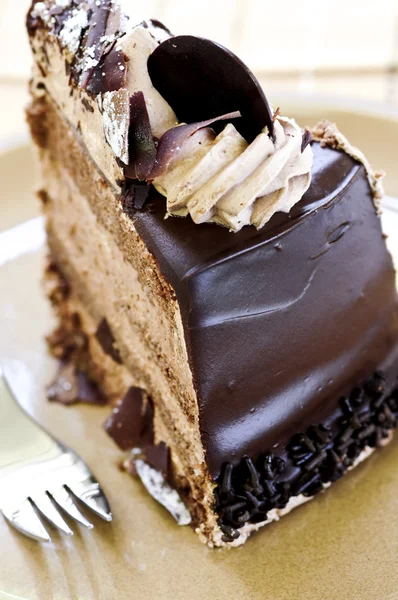 O felie de tort de ciocolată — Fotografie, imagine de stoc
