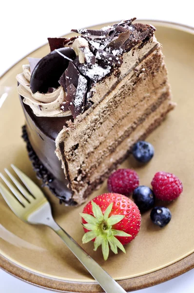 Fatia de bolo de chocolate — Fotografia de Stock