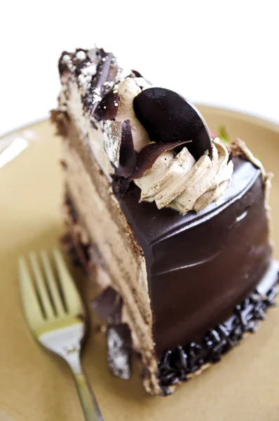 Rebanada de pastel de chocolate — Foto de Stock