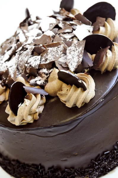Ronde Chocolate Cake Met Glimmertjes Close — Stockfoto