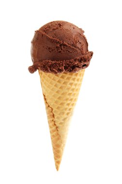 Chocolate ice cream in a sugar cone clipart