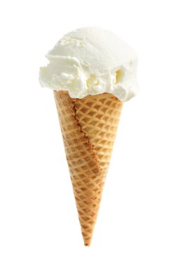 Vanilla ice cream in a sugar cone clipart