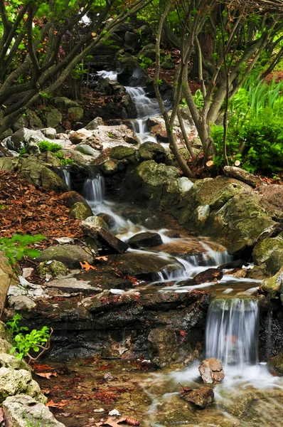 Arroyo Con Cascadas Pequeñas Jardín Zen Japonés —  Fotos de Stock