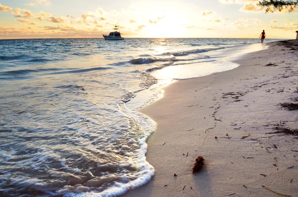 Тропический пляж на рассвете — стоковое фото