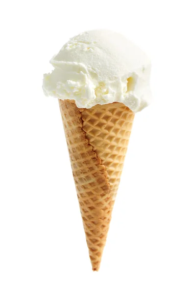 Glace à la vanille dans un cône de sucre — Photo