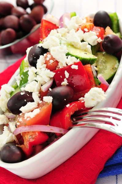 Greek Salad Feta Cheese Black Kalamata Olives — Stock Photo, Image