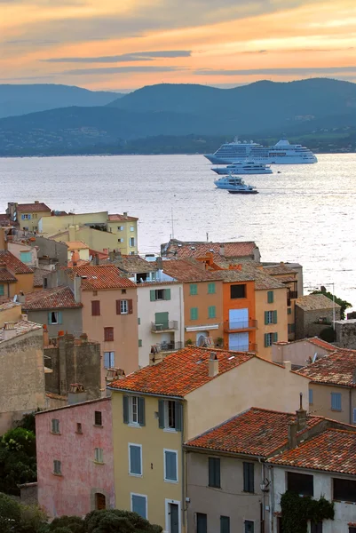 Vista Tropez Cruceros Atardecer Riviera Francesa —  Fotos de Stock