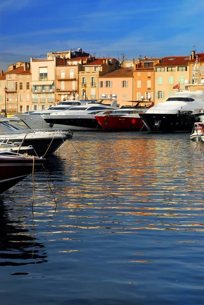 Barche Lusso Attraccate Tropez Costa Azzurra — Foto Stock