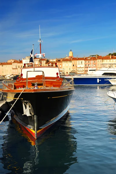 Lyxbåtar Dockad Tropez Franska Rivieran — Stockfoto