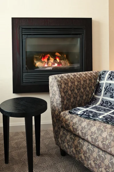 Fireplace Cozy Armchair Living Room — Stock Photo, Image