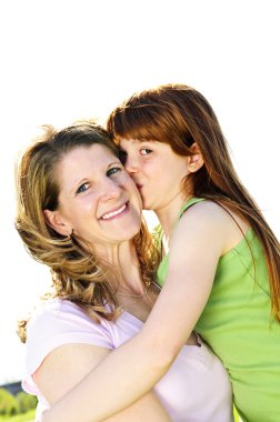 Mother and daughter hugging clipart