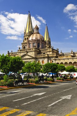 View of the Cathedral from Zocalo in historic center in Guadalajara, Jalisco, Mexico clipart