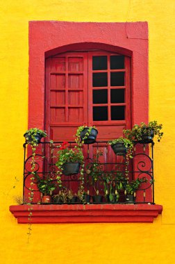 Window on Mexican house clipart