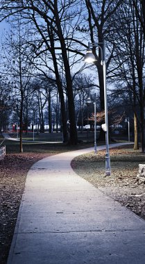 Park path at dusk clipart