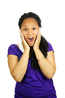 Isolated portrait of surprised black teenage girl clipart