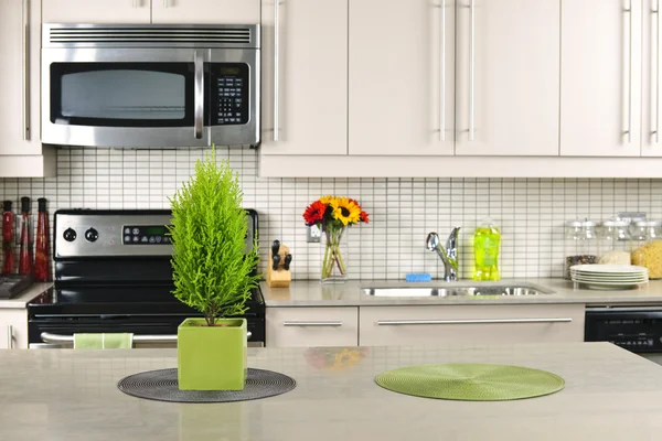 Modern Kitchen Interior Natural Stone Countertop — Stock Photo, Image