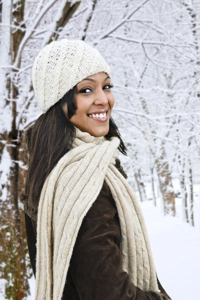 Ritratto Donna Felice All Aperto Inverno — Foto Stock
