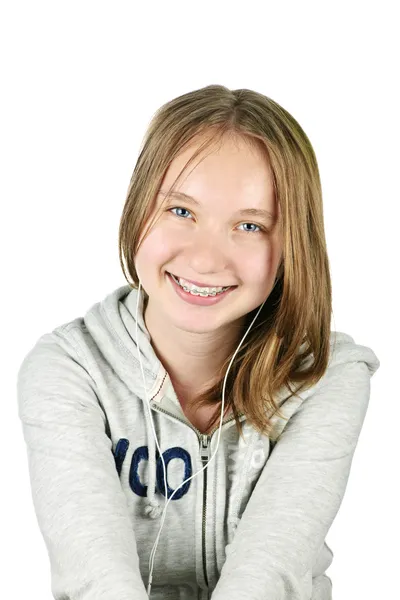 Chica adolescente con auriculares —  Fotos de Stock