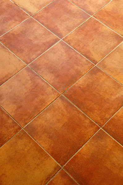 Closeup Square Terracotta Ceramic Tile Floor Background — Stock Photo, Image