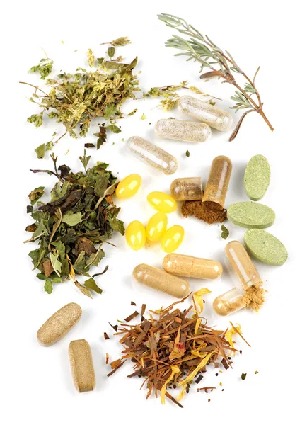 Pílulas suplemento de ervas — Fotografia de Stock