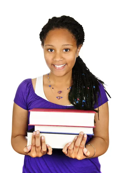Flicka håller läroböcker — Stockfoto