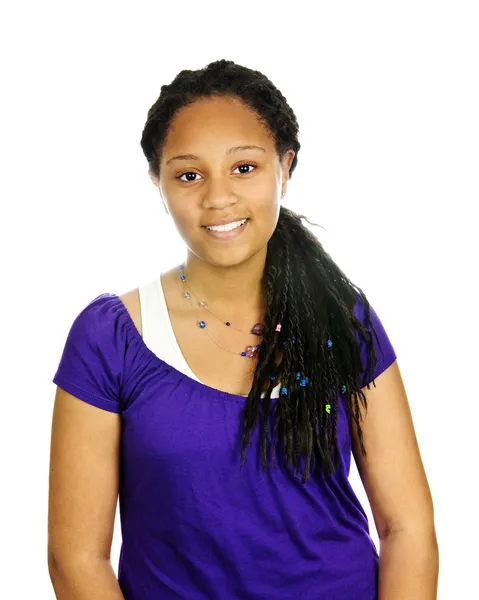 Izolované Portrét Krásné Černé Dospívající Dívky — Stock fotografie