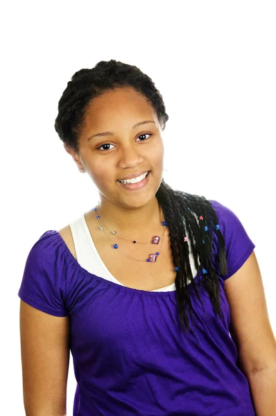 Retrato Isolado Bela Menina Adolescente Negra — Fotografia de Stock