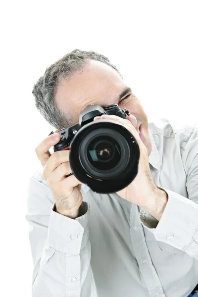 Fotograaf met camera — Stockfoto