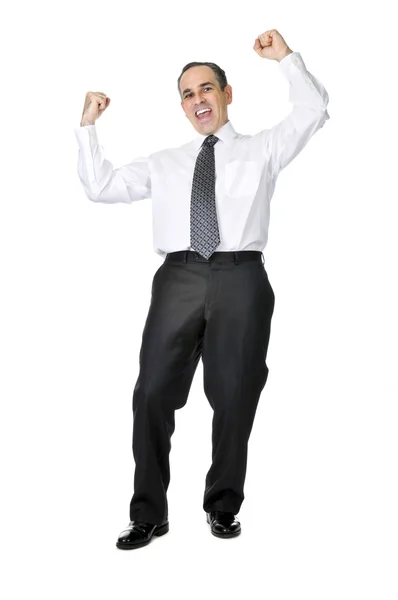 Щасливий Бізнесмен Костюмі Ізольований Білому Тлі — стокове фото