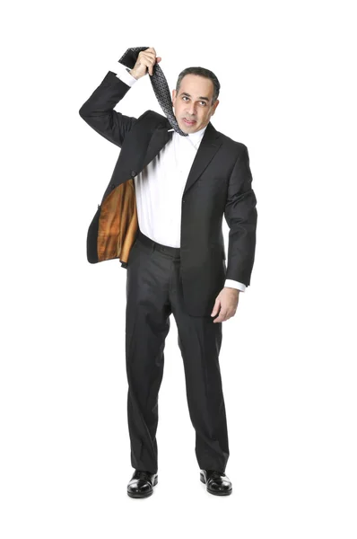 Businessman Suit Gesturing Suicide Isolated White Background — Stock Photo, Image