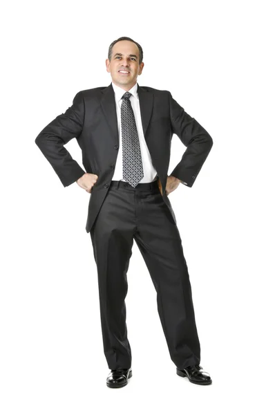 Homme Affaires Heureux Dans Costume Isolé Sur Fond Blanc — Photo