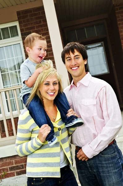 Young Happy Family Standing Front New Home Stock Picture