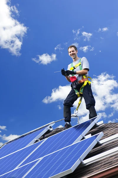 Solar panel installation Royalty Free Stock Images