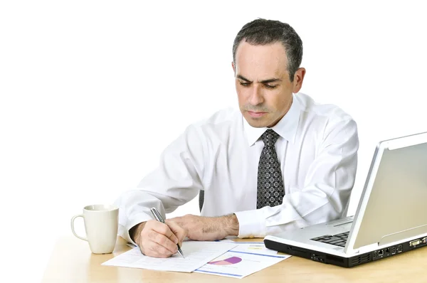 Office worker studying reports Stock Picture