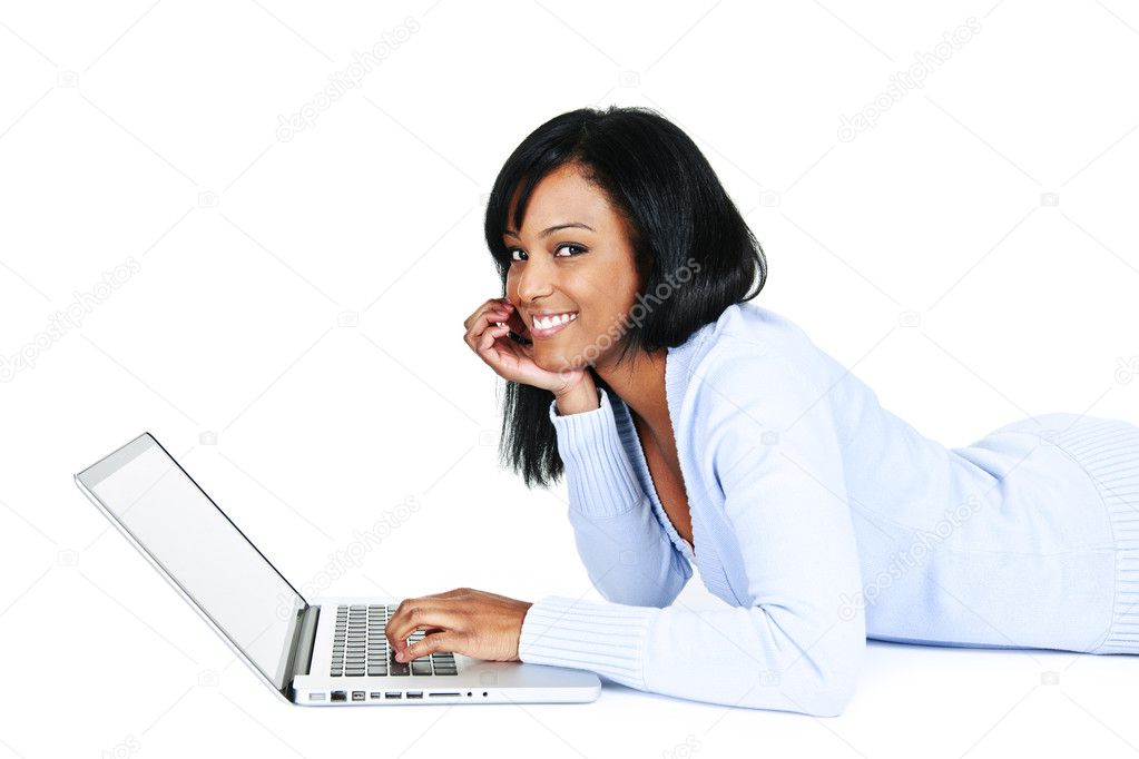 Pretty young woman with computer