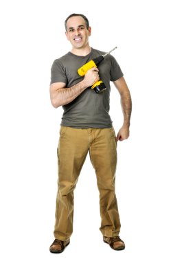 Handyman with a drill clipart