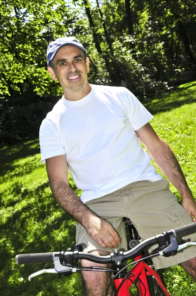 Lycklig Mellersta Åldern Man Cykla Sommar Del — Stockfoto