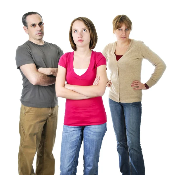 Teenage girl in trouble with parents — Stock Photo, Image
