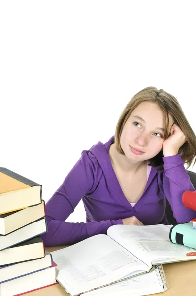 Tonårig flicka studerar — Stockfoto